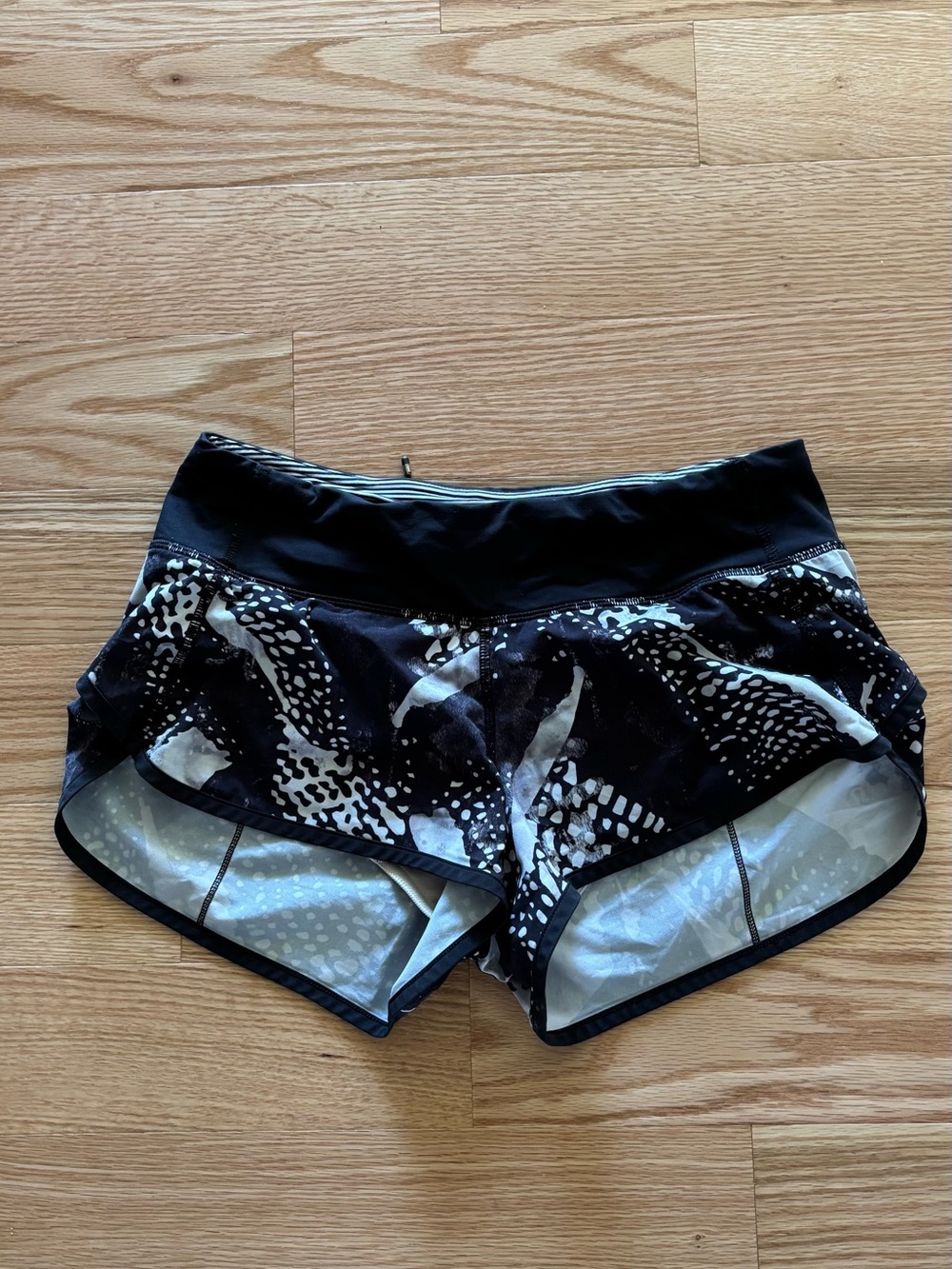 lululemon athletica Black and White Printed Athletic Shorts
